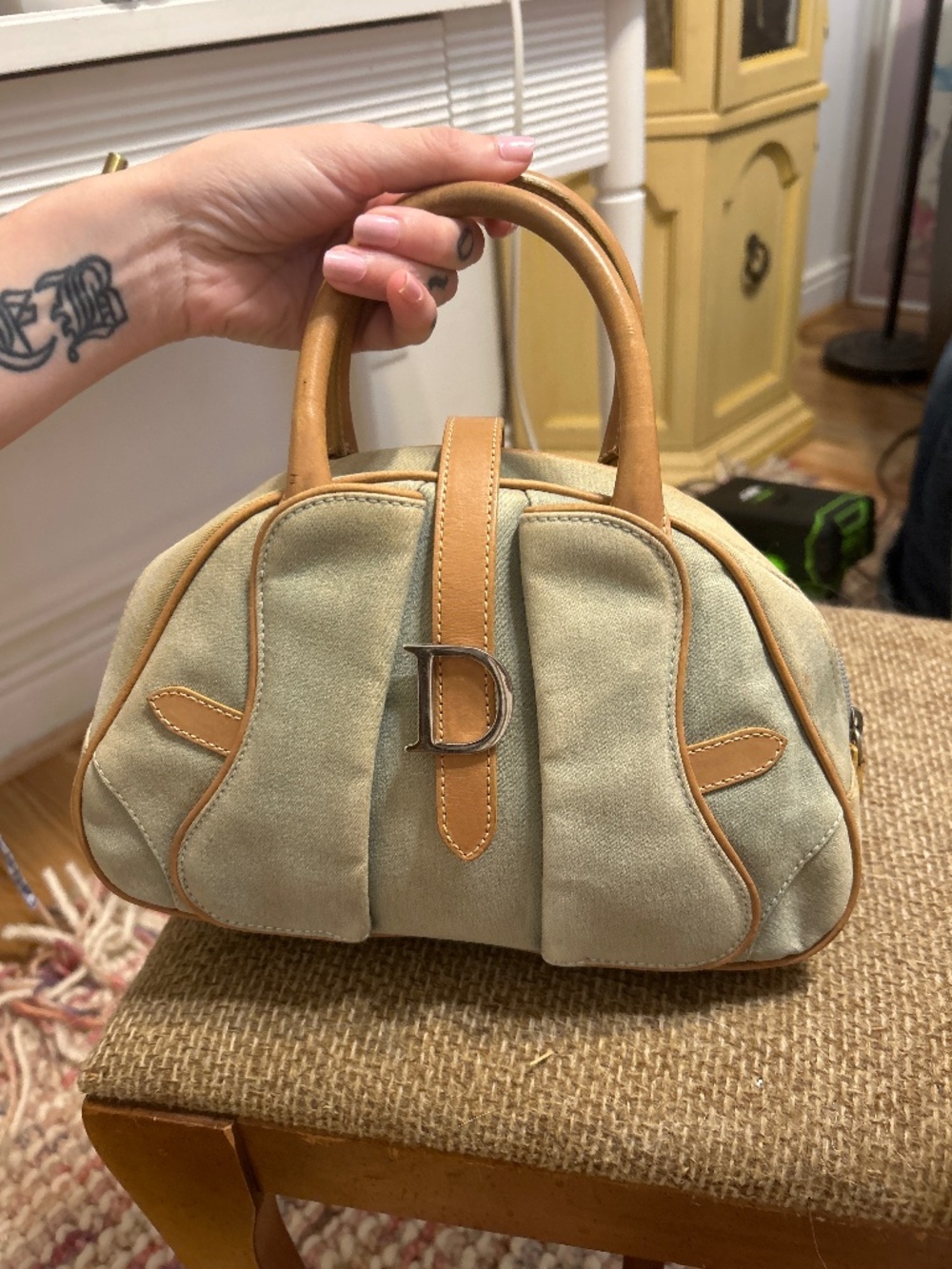 Y2k Dior denim top handle bag